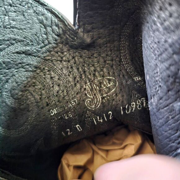 Justin Boots sz 12 D Mens Black Western Leather Rodeo Boots Mid Calf Cowboy - Picture 12 of 14